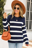 WOMENS STRIPE BASIC CASUAL TOP - Doublju