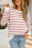 WOMENS STRIPE CASUAL SWEATER TOP - Doublju