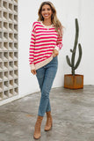 WOMENS STRIPE CASUAL SWEATER TOP - Doublju