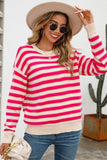 WOMENS STRIPE CASUAL SWEATER TOP - Doublju