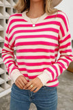 WOMENS STRIPE CASUAL SWEATER TOP - Doublju