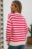 WOMENS STRIPE CASUAL SWEATER TOP - Doublju