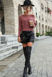 LOOSE FIT OFF SHOULDER RIB HEM CASUAL SWEATER - Doublju