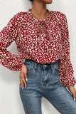 TIED NECK PRINTED CASUAL TOP - Doublju