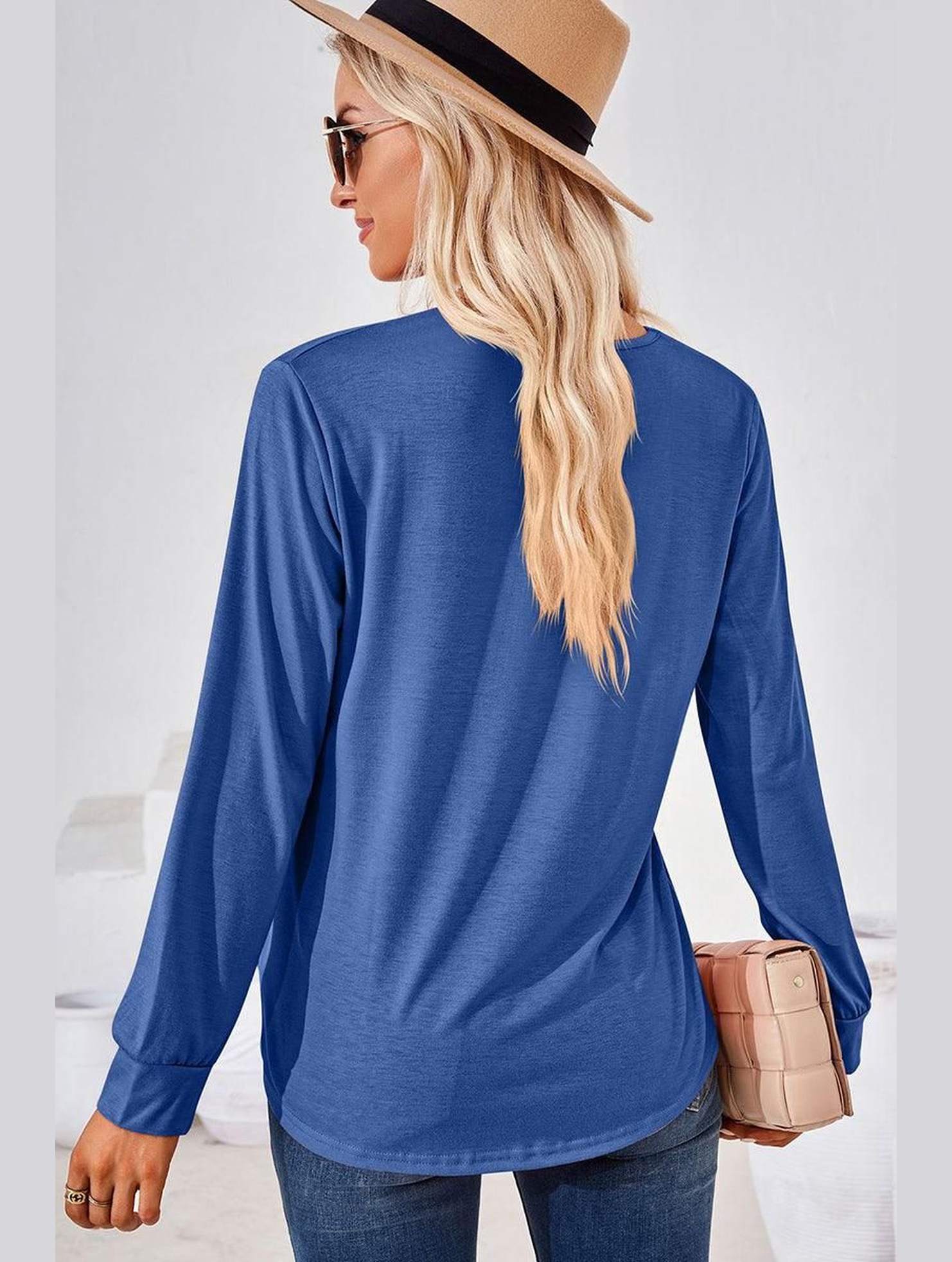 WOMEN SQUARE NECK FLUTTER LONG SLEEVE TOP - Doublju
