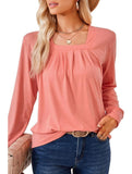 WOMEN SQUARE NECK FLUTTER LONG SLEEVE TOP - Doublju
