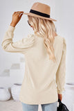 WOMEN PATTERN STITCHED SQUARE NECK PUFF SLEEVE TOP - Doublju