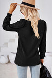 WOMEN PATTERN STITCHED SQUARE NECK PUFF SLEEVE TOP - Doublju