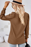 WOMEN PATTERN STITCHED SQUARE NECK PUFF SLEEVE TOP - Doublju