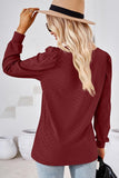 WOMEN PATTERN STITCHED SQUARE NECK PUFF SLEEVE TOP - Doublju