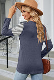 LEOPARD STRIPE BLOCKED CASUAL PULLOVER - Doublju