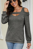 WOMEN CUT OUT SHOULDER SEXY PULLOVER TOP - Doublju