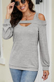 WOMEN CUT OUT SHOULDER SEXY PULLOVER TOP - Doublju