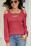 WOMEN CUT OUT SHOULDER SEXY PULLOVER TOP - Doublju