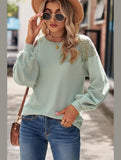 WOMEN LACED SHOULDER DETAILED CASUAL JUMPER TOP - Doublju