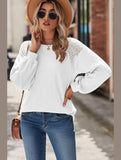 WOMEN LACED SHOULDER DETAILED CASUAL JUMPER TOP - Doublju