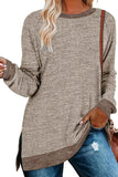 WOMEN SIDE SLIT OVERSIZED CREW NECK TEE - Doublju