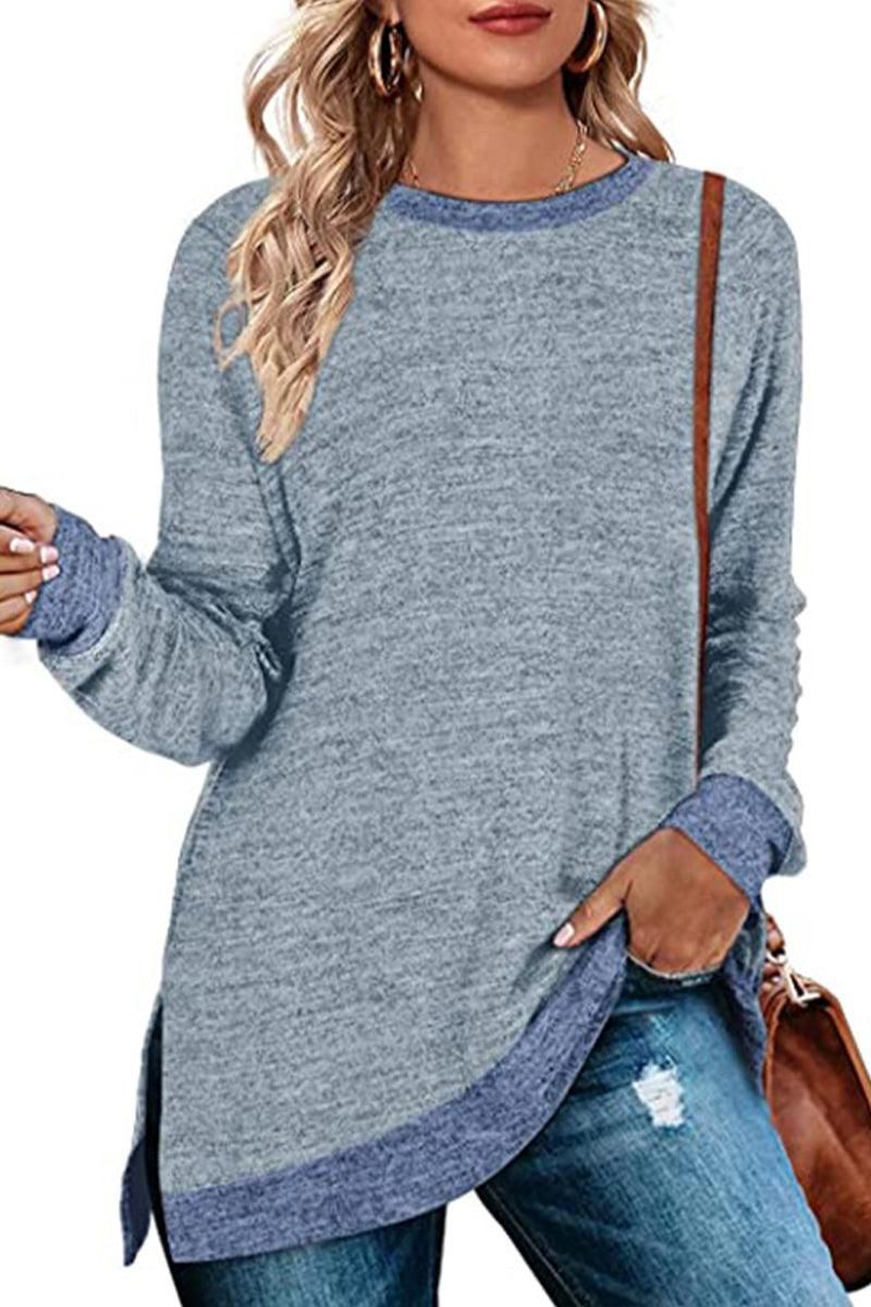 WOMEN SIDE SLIT OVERSIZED CREW NECK TEE - Doublju