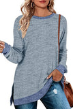 WOMEN SIDE SLIT OVERSIZED CREW NECK TEE - Doublju