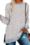 WOMEN SIDE SLIT OVERSIZED CREW NECK TEE - Doublju