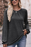 WOMEN OVERSIZED LOOSE FIT SHIRRED PULLOVER TOP