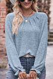WOMEN OVERSIZED LOOSE FIT SHIRRED PULLOVER TOP