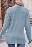 WOMEN BRUSHED BUTTONED V NECK LOOSE FIT TOP