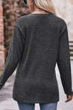 WOMEN BRUSHED BUTTONED V NECK LOOSE FIT TOP