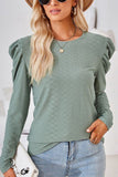 CREW NECK PUFF SLEEVE BLOUSE TEE FOR WOMEN