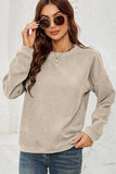WOMEN CORDUROY ROUND NECK PULLOVER SWEATER
