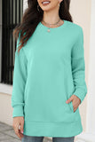 WOMEN CREW NECK LONG LENGTH PULLOVER TOP