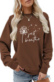 WOMEN DANDELION AND LETTER PRINTING PULLOVER