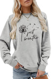 WOMEN DANDELION AND LETTER PRINTING PULLOVER
