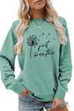 WOMEN DANDELION AND LETTER PRINTING PULLOVER