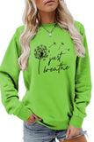 WOMEN DANDELION AND LETTER PRINTING PULLOVER