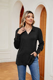 WOMEN COLLARED BUTTON DECKED CUFF BASIC T SHIRT