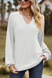 WOMEN V NECK LONG SLEEVE LOOSE FIT CASUAL TOP