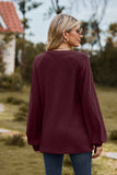 WOMEN V NECK LONG SLEEVE LOOSE FIT CASUAL TOP