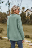 WOMEN TWIST CABLE STITCHED V NECK COLLAR T SHIRT