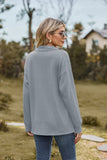 WOMEN TWIST CABLE STITCHED V NECK COLLAR T SHIRT