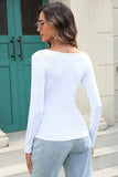 WOMEN BASIC SIMPLE TIGHT SLIM FIT U NECK T SHIRT