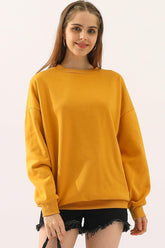 CREW NECK LONG SLEEVE PULLOVER TOPS SWEATSHIRT - Doublju