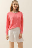 ZIP-UP R NECK LONG SLEEVE SLUB TUNIC TOP - Doublju