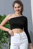LONG SLEEVE ONE SHOULDER BASIC TOP