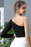 LONG SLEEVE ONE SHOULDER BASIC TOP