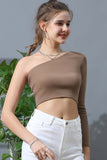 LONG SLEEVE ONE SHOULDER BASIC TOP