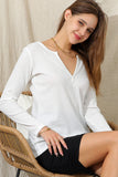 LONG SLEEVE DEEP V NECK TRENDY TUNIC TOP