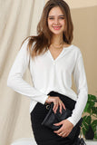 LONG SLEEVE DEEP V NECK TRENDY TUNIC TOP