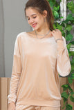 LONG SLEEVE WIDE ROUND NECK VELVET SWEATSHIRT