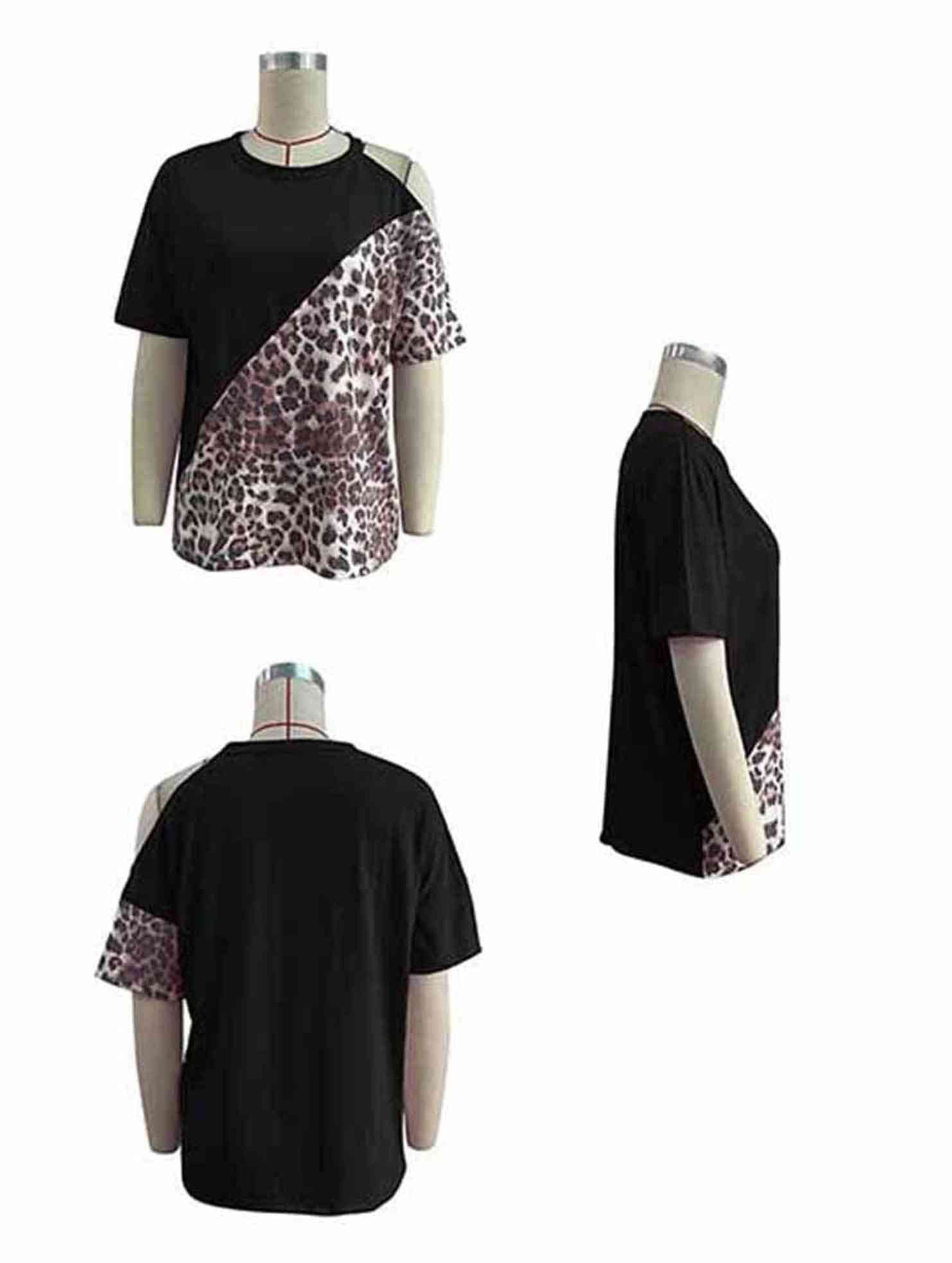 LEOPARD ONE HOLE SHOULDER TEE - Doublju